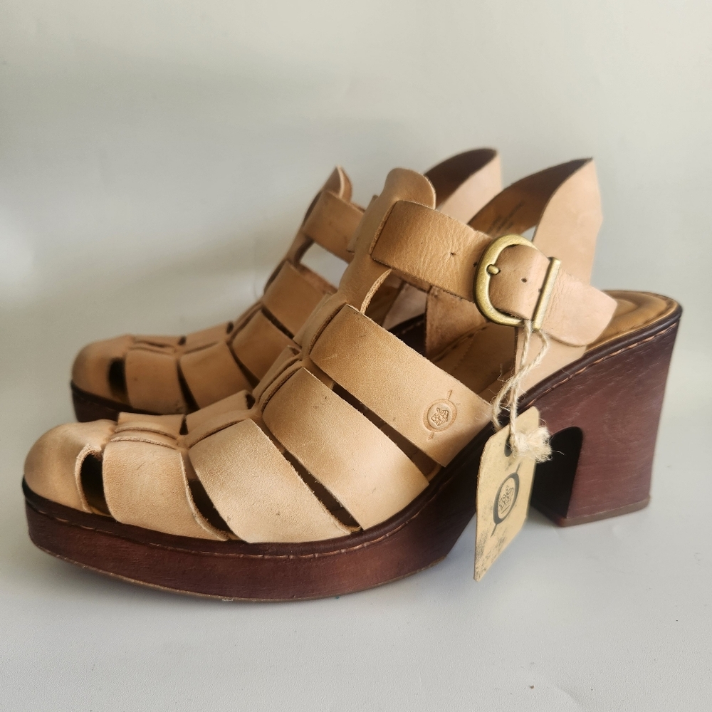 NWT  BORN Hartley Platform Sandals Natural Tan Size 11 - Picture 15 of 15